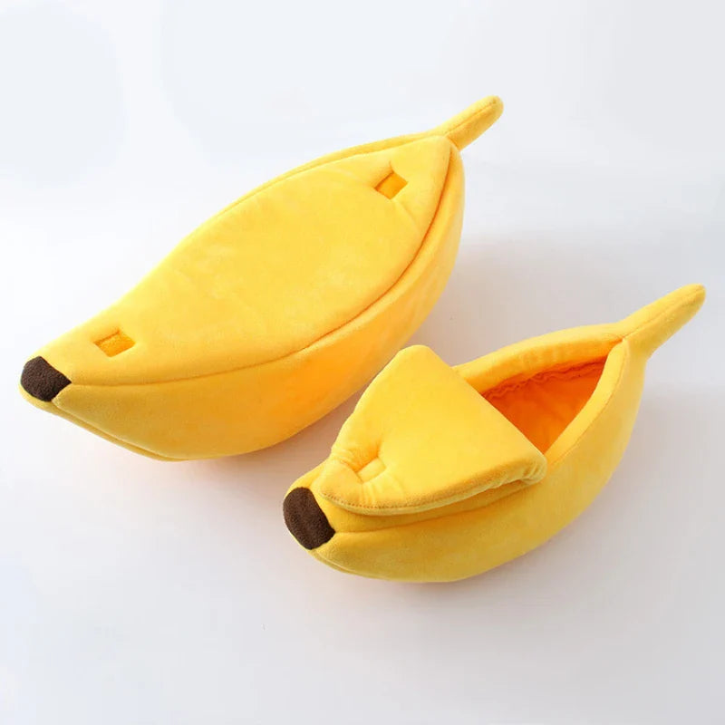 Cama para gato con forma de plátano – Casa cálida y acogedora para gatos y cachorros